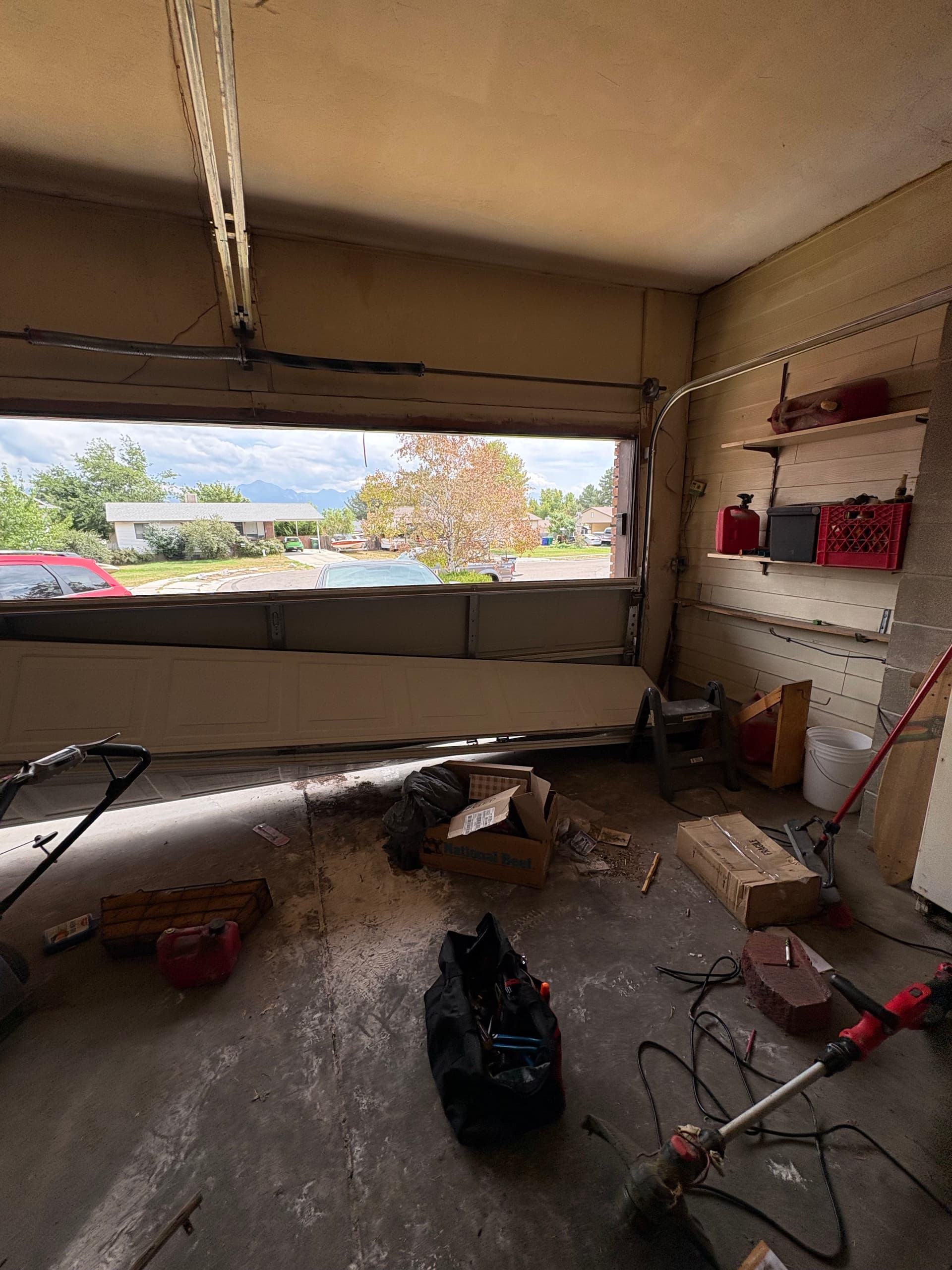 Gallery photos for Collapsed Garage Door Back on Track and Working Again: Image #1